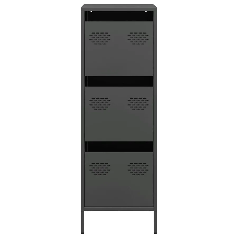 Buffet haut noir 39x35x103,5 cm acier - 5