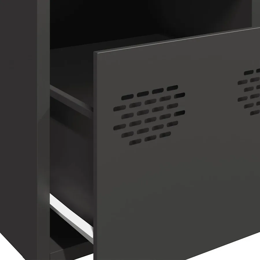 Buffet haut noir 39x35x103,5 cm acier - 9