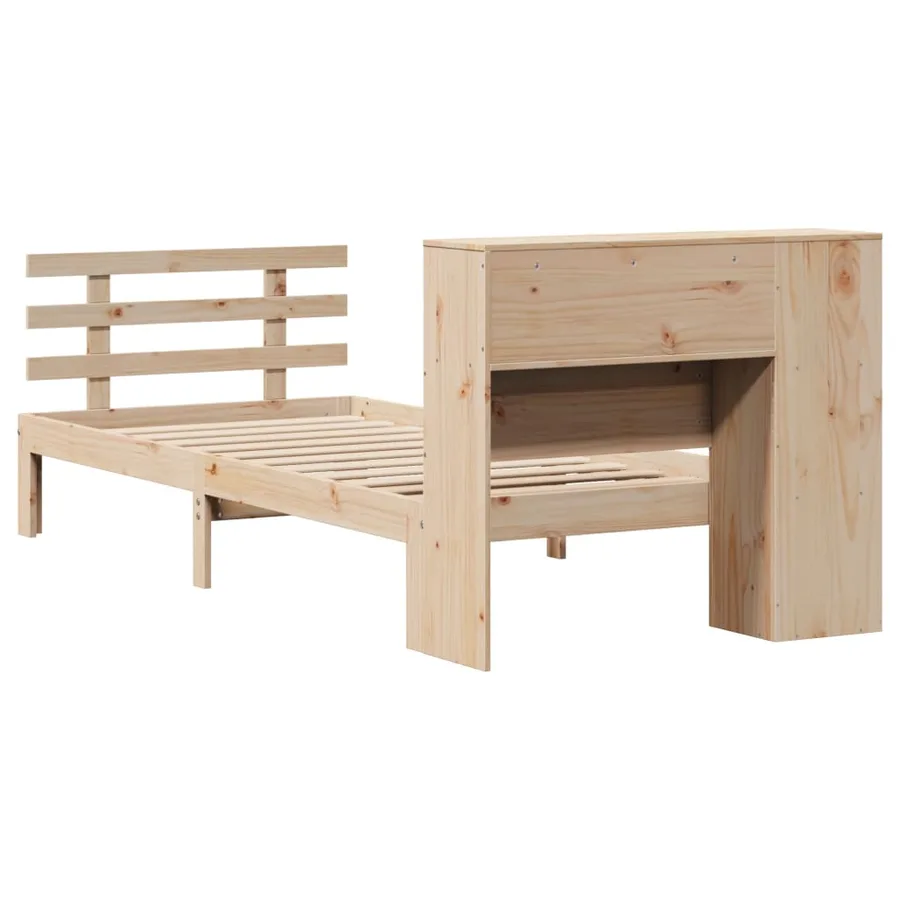 Lit bibliothèque sans matelas 75x190 cm bois de pin massif - 6