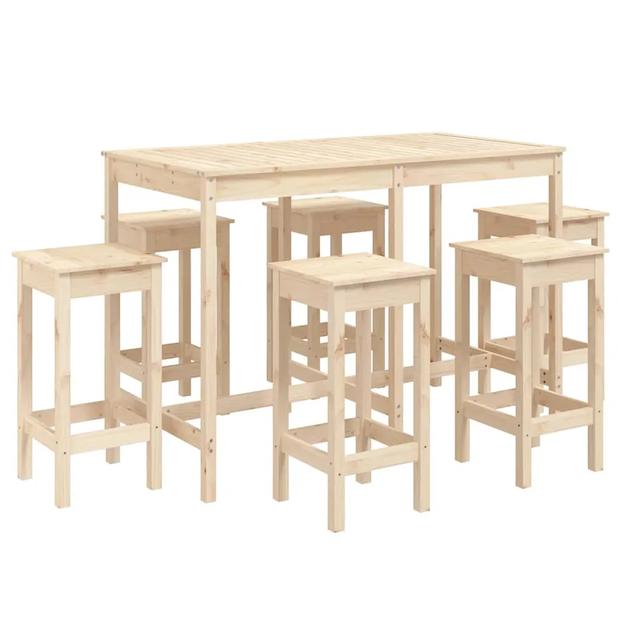 Ensemble de bar de jardin 7 pcs Bois de pin massif - 2