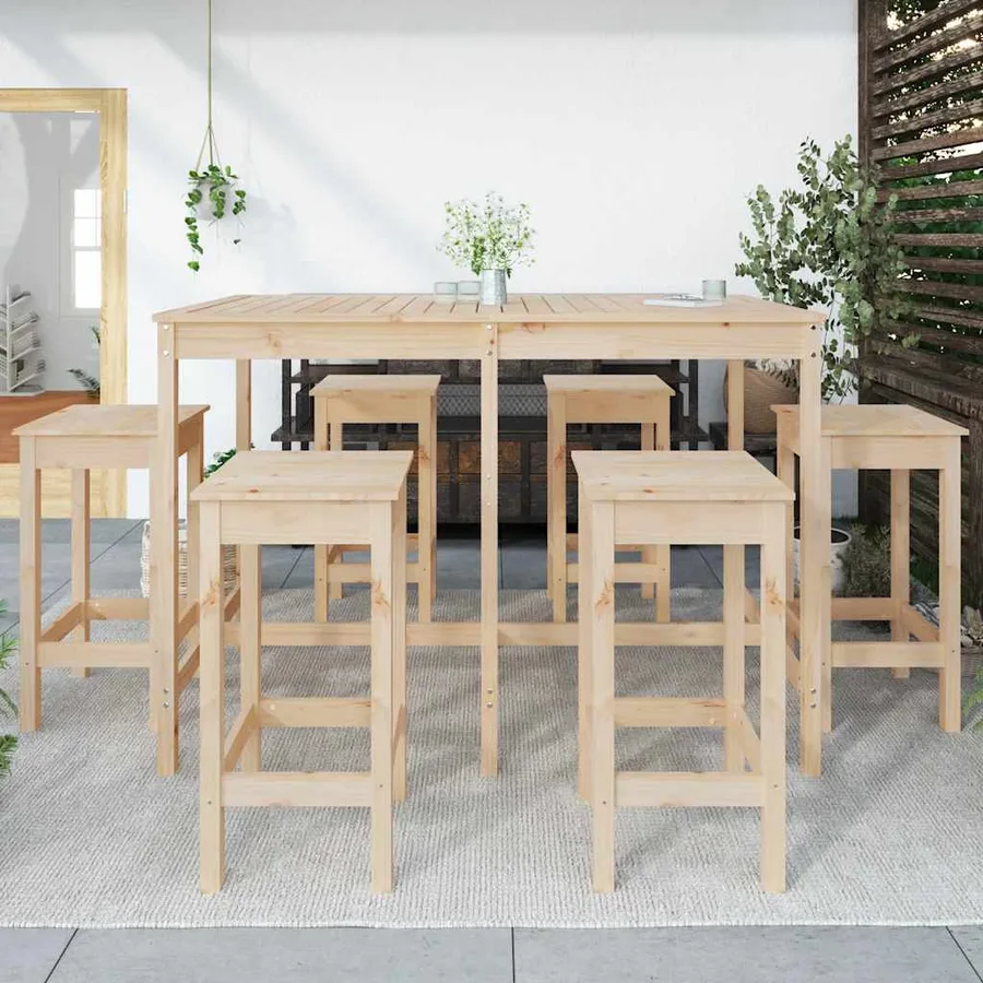 Ensemble de bar de jardin 7 pcs Bois de pin massif - 3