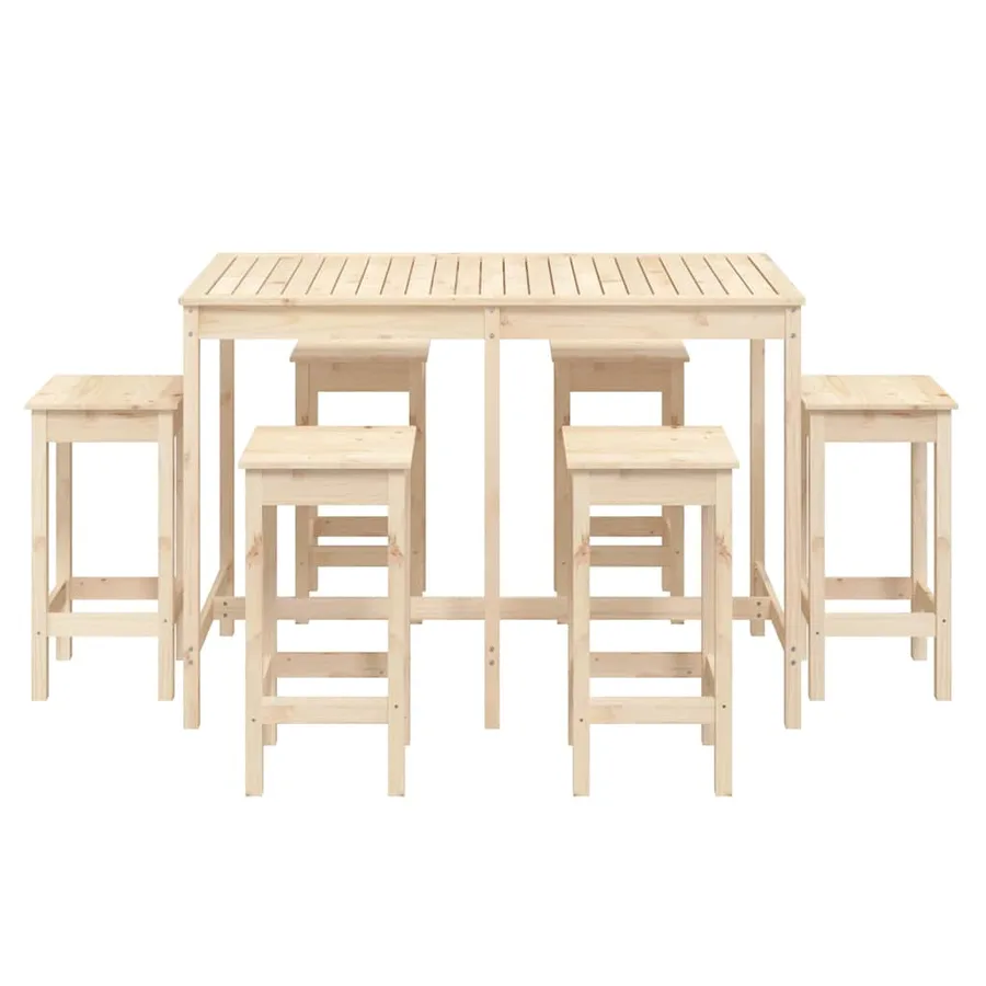 Ensemble de bar de jardin 7 pcs Bois de pin massif - 4