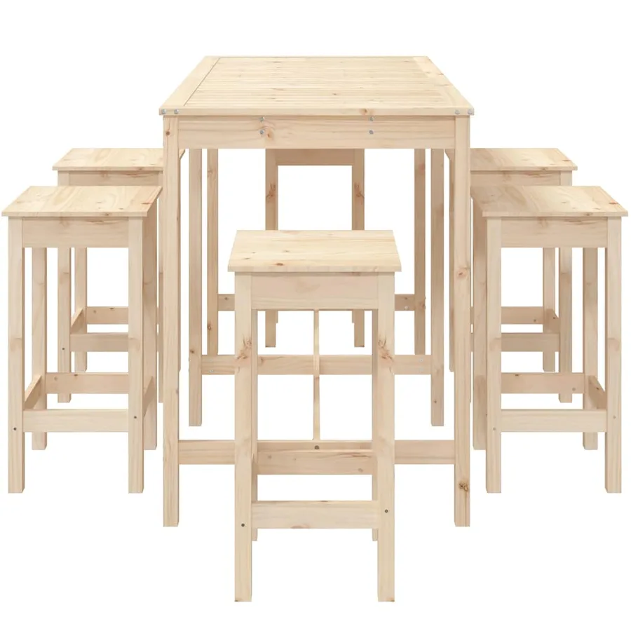 Ensemble de bar de jardin 7 pcs Bois de pin massif - 5