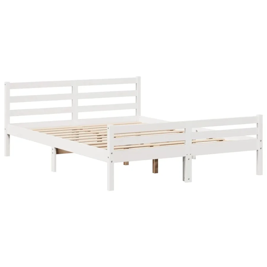 Lit bibliothèque sans matelas blanc 150x200 cm bois pin massif - 8