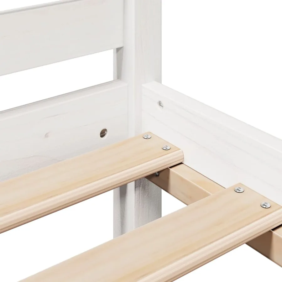 Lit bibliothèque sans matelas blanc 150x200 cm bois pin massif - 9