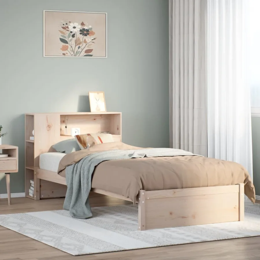 Lit bibliothèque sans matelas 75x190 cm bois de pin massif