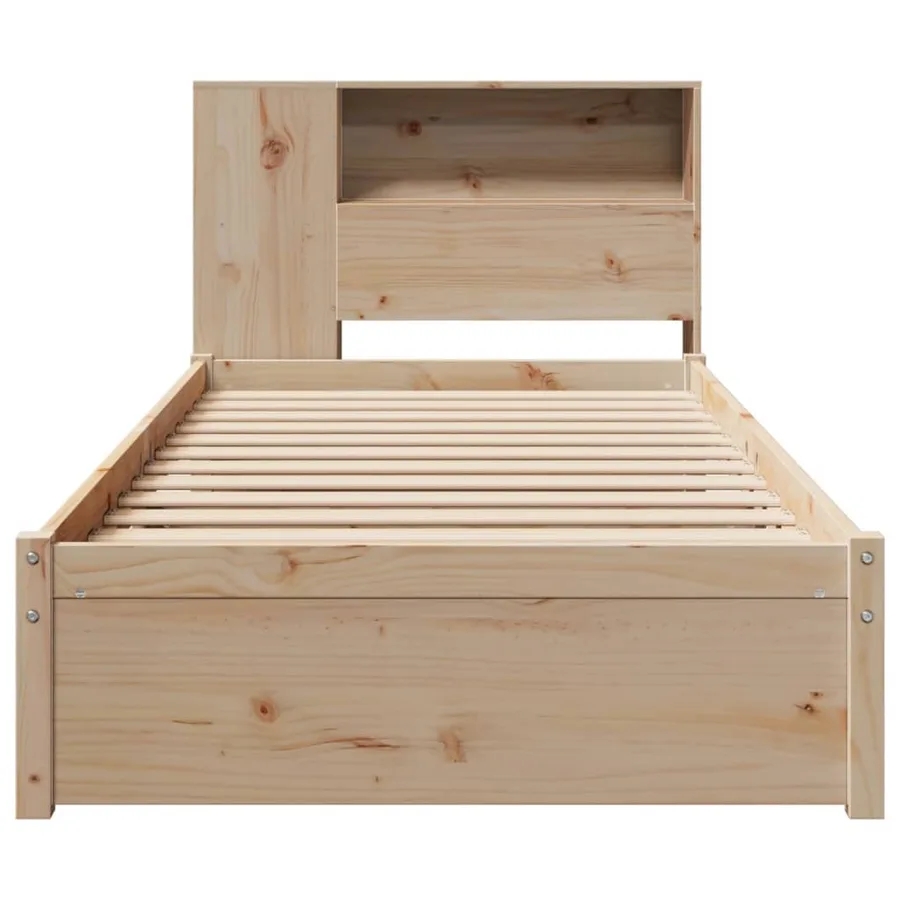 Lit bibliothèque sans matelas 75x190 cm bois de pin massif - 4