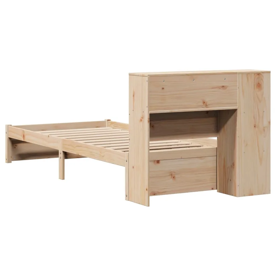 Lit bibliothèque sans matelas 75x190 cm bois de pin massif - 7