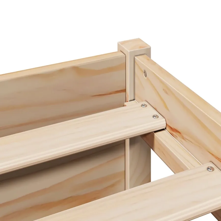 Lit bibliothèque sans matelas 75x190 cm bois de pin massif - 9