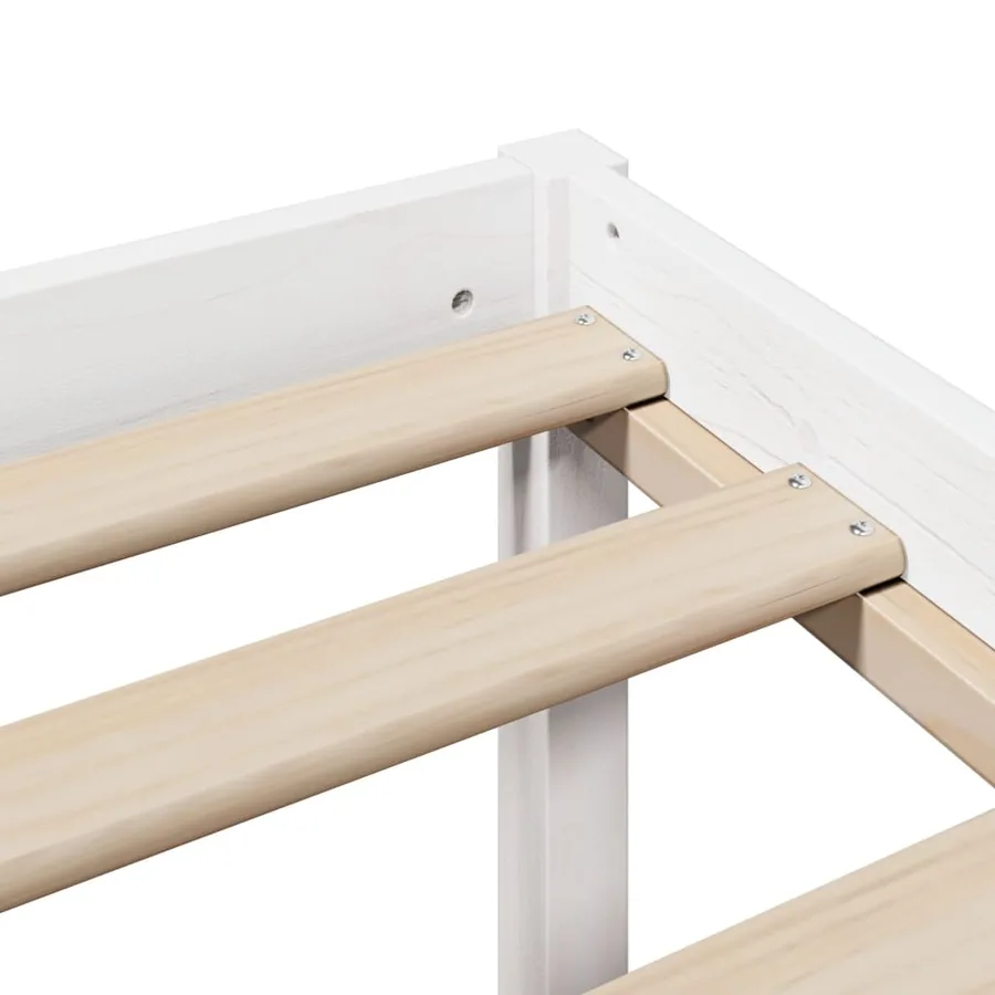 Lit bibliothèque sans matelas blanc 120x190 cm bois pin massif - 9