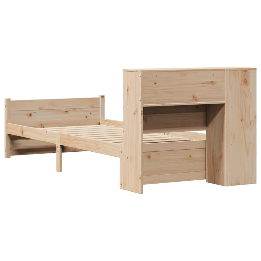 Lit bibliothèque sans matelas 75x190 cm bois de pin massif - 6