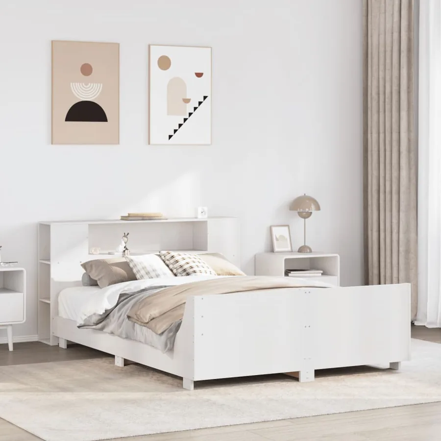 Cadre de lit sans matelas blanc 120x200 cm bois de pin massif