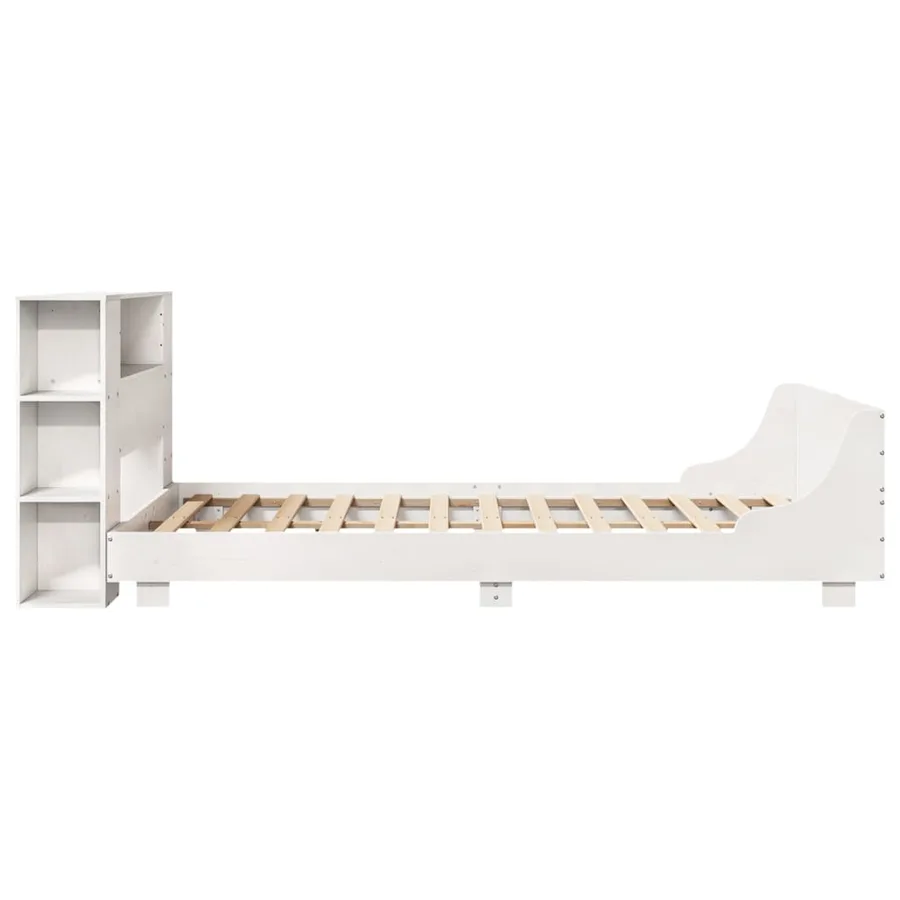 Cadre de lit sans matelas blanc 120x200 cm bois de pin massif - 7