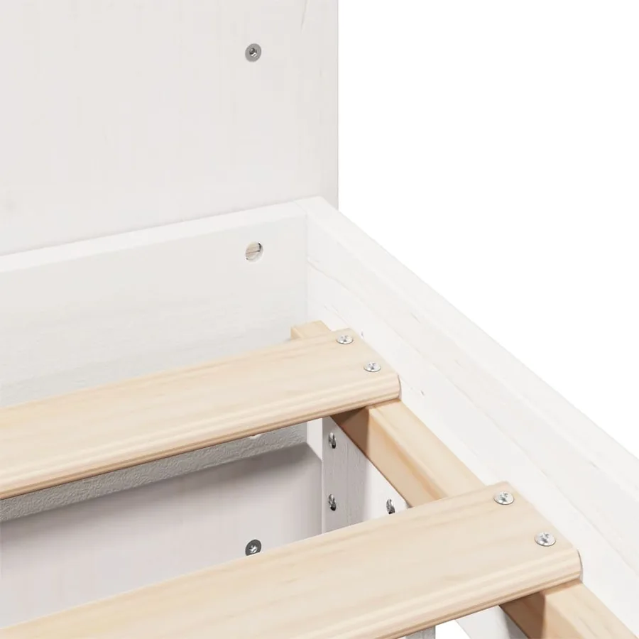 Cadre de lit sans matelas blanc 120x190 cm bois de pin massif - 9