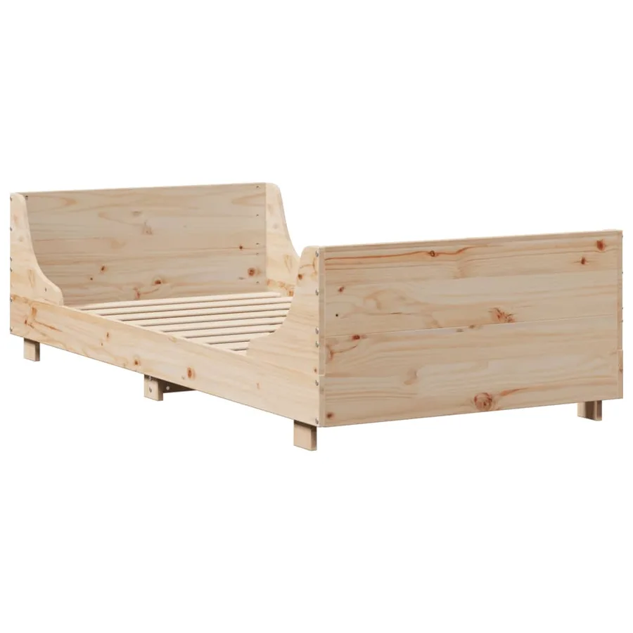 Cadre de lit sans matelas 75x190 cm bois de pin massif - 5