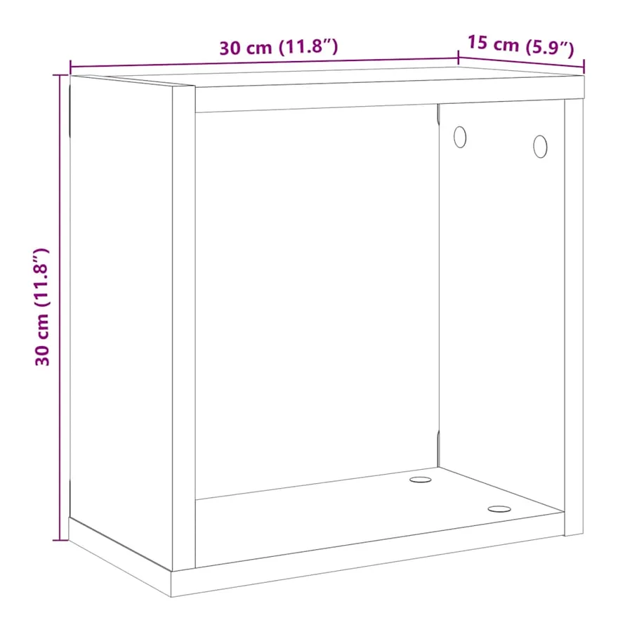 Étagères cube murales 2 pcs vieux bois 30x15x30 cm - 10
