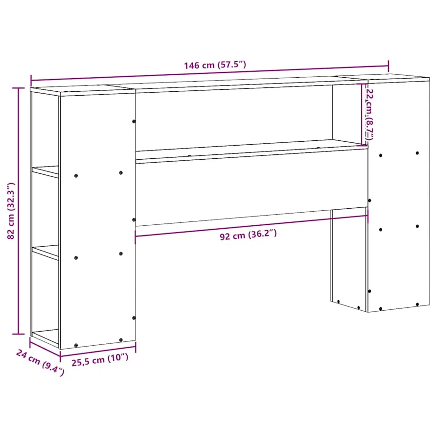 Tête de lit avec rangement blanc 140 cm bois massif de pin - 10