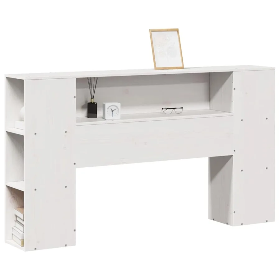 Tête de lit avec rangement blanc 140 cm bois massif de pin - 2