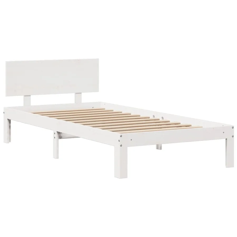 Lit bibliothèque sans matelas blanc 140x200 cm bois pin massif - 8