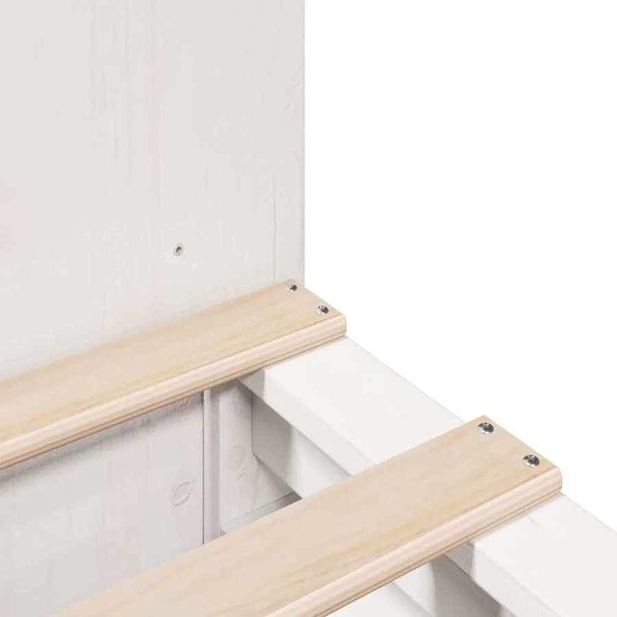 Lit bibliothèque sans matelas blanc 140x200 cm bois massif - 10