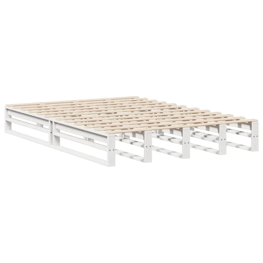 Lit bibliothèque sans matelas blanc 140x200 cm bois massif - 6
