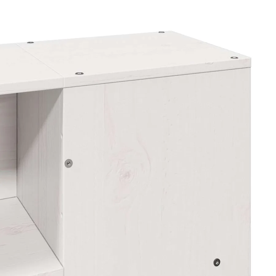 Lit bibliothèque sans matelas blanc 140x200 cm bois massif - 9