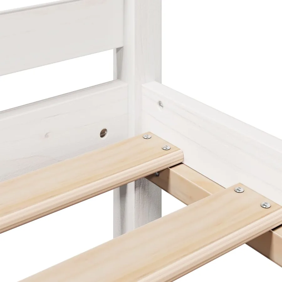 Lit bibliothèque sans matelas blanc 140x200 cm bois pin massif - 9