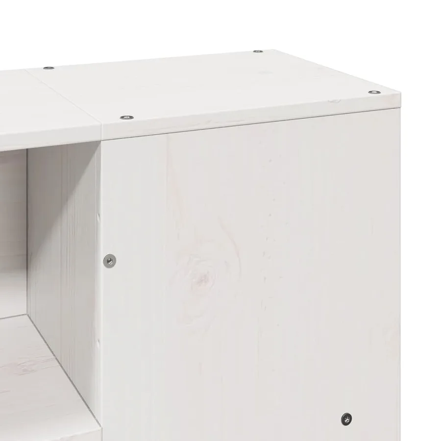 Lit bibliothèque sans matelas blanc 140x190 cm bois massif - 10