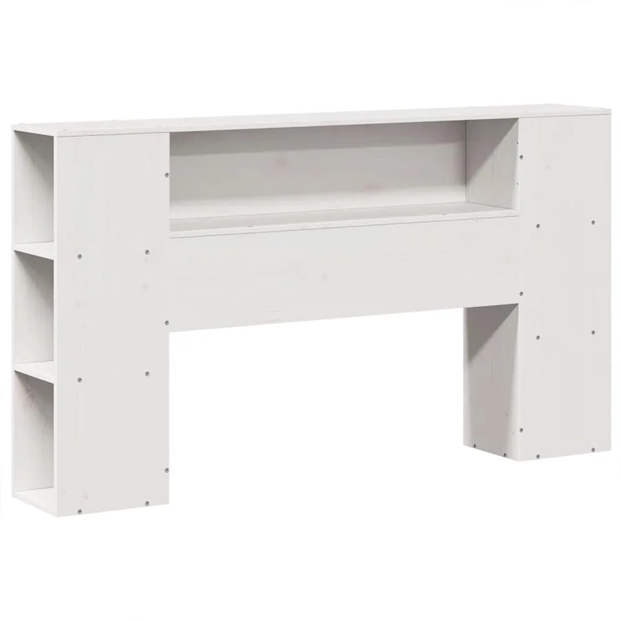Lit bibliothèque sans matelas blanc 140x190 cm bois massif - 4