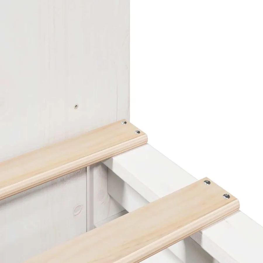 Lit bibliothèque sans matelas blanc 140x190 cm bois massif - 9
