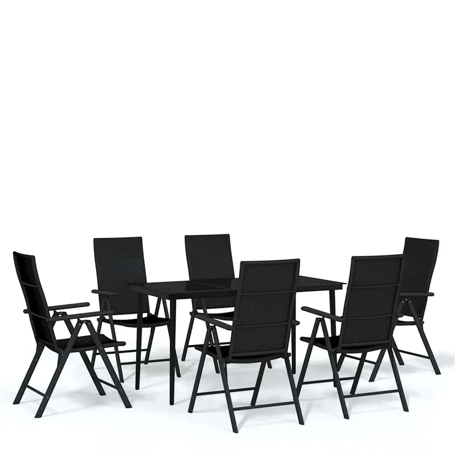 Ensemble à manger de jardin 7 pcs Noir - 2