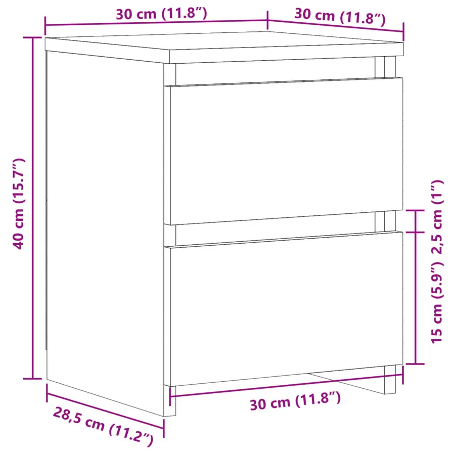 Tables de chevet 2 pcs vieux bois 30x30x40 cm bois d'ingénierie - 12