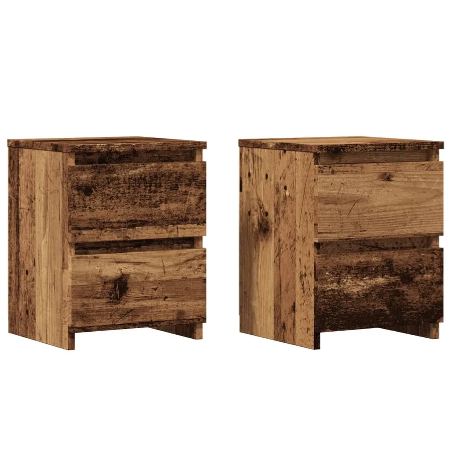 Tables de chevet 2 pcs vieux bois 30x30x40 cm bois d'ingénierie - 2