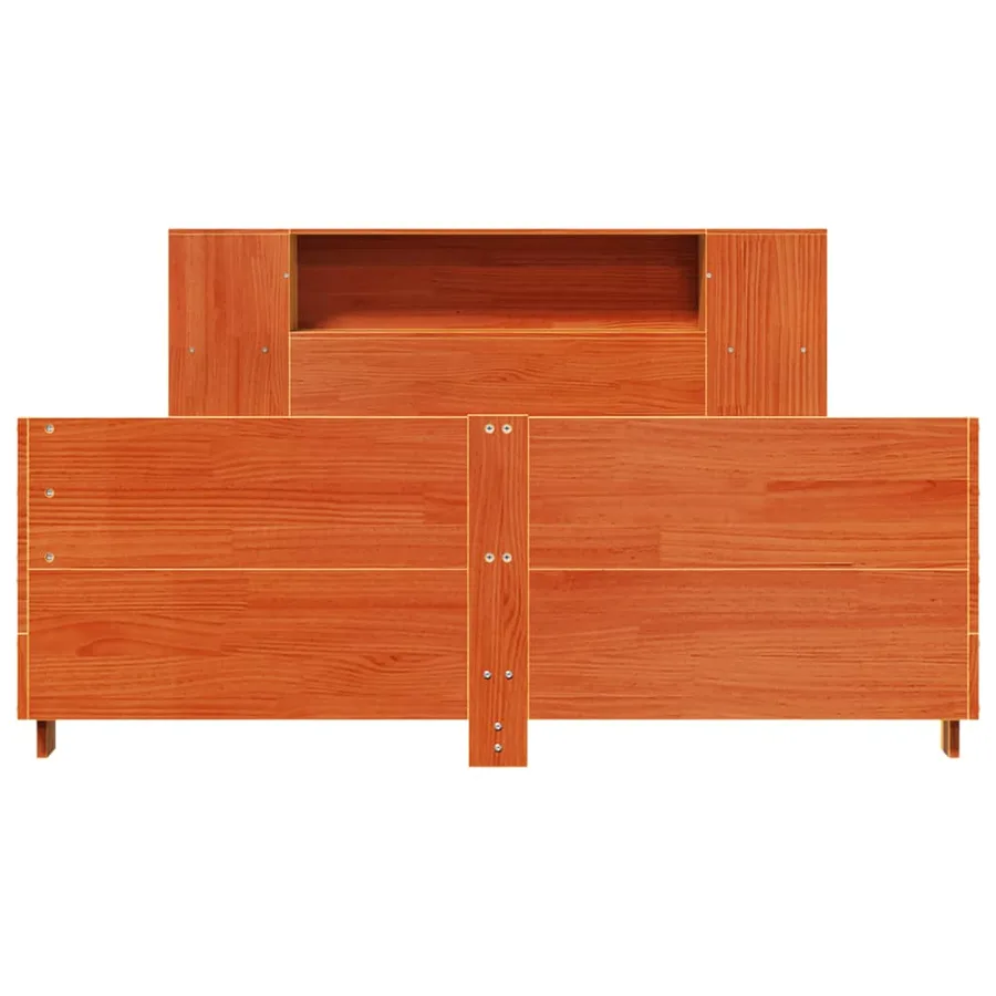 Cadre de lit sans matelas cire marron 150x200cm bois pin massif - 4