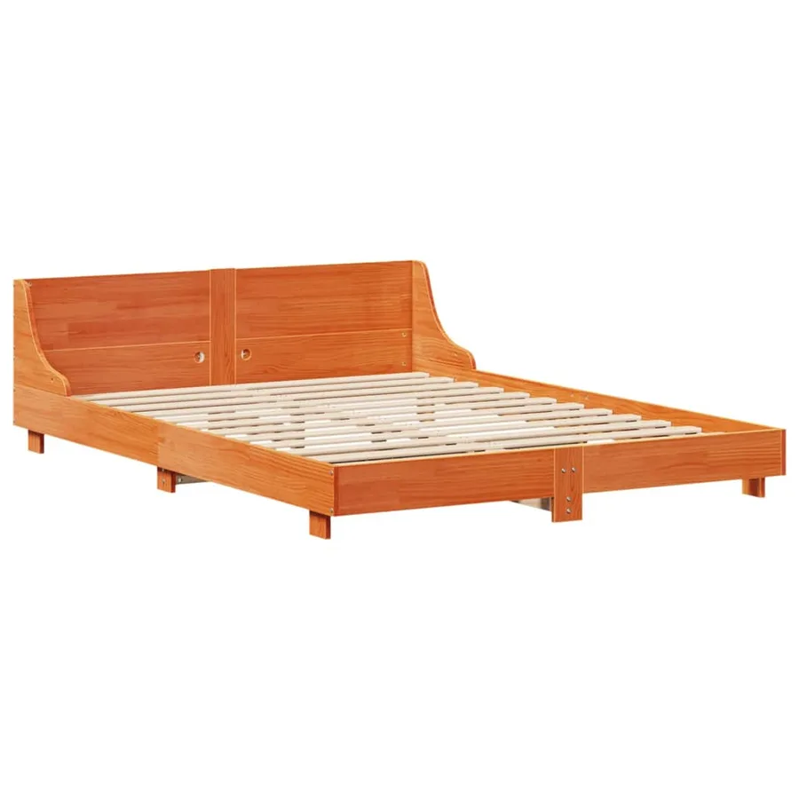 Cadre de lit sans matelas cire marron 150x200cm bois pin massif - 5
