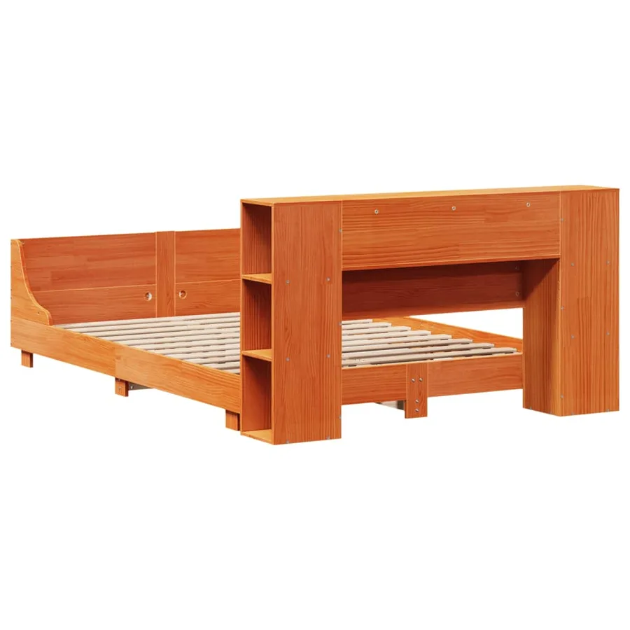 Cadre de lit sans matelas cire marron 150x200cm bois pin massif - 8