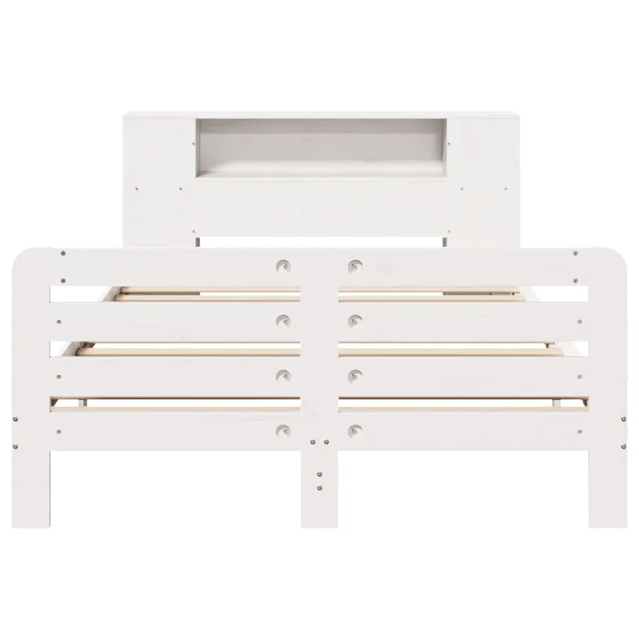 Cadre de lit sans matelas blanc 135x190 cm bois de pin massif - 4