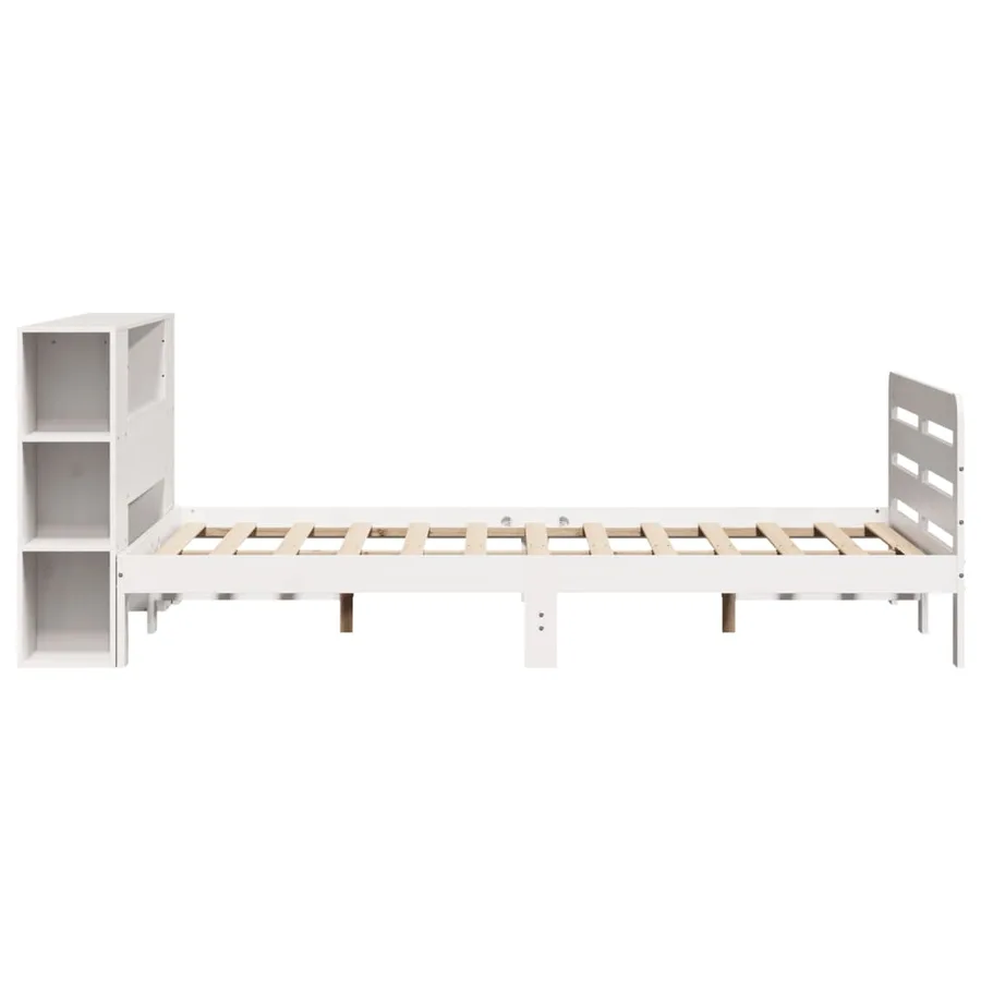 Cadre de lit sans matelas blanc 135x190 cm bois de pin massif - 7