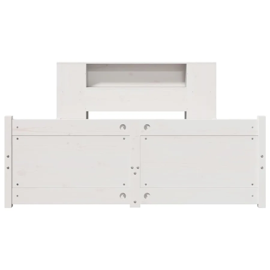 Lit bibliothèque sans matelas blanc 135x190 cm bois pin massif - 4