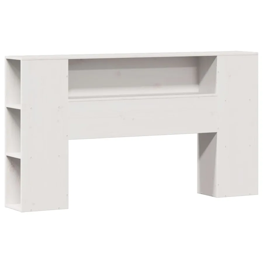 Lit bibliothèque sans matelas blanc 135x190 cm bois pin massif - 7