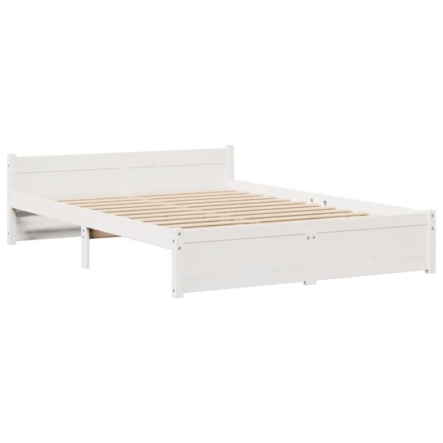 Lit bibliothèque sans matelas blanc 135x190 cm bois pin massif - 8