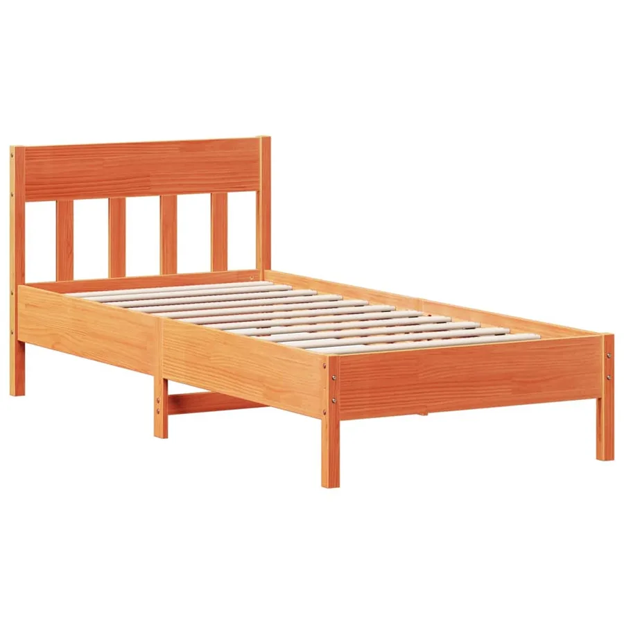 Lit bibliothèque sans matelas cire marron 100x200 cm pin massif - 8