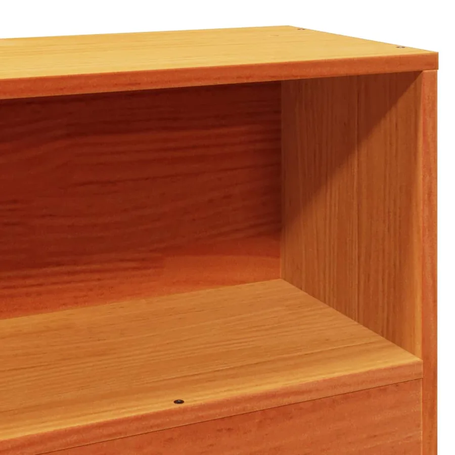 Lit bibliothèque sans matelas cire marron 100x200 cm pin massif - 9