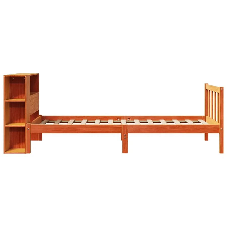 Lit bibliothèque sans matelas cire marron 100x200 cm pin massif - 7