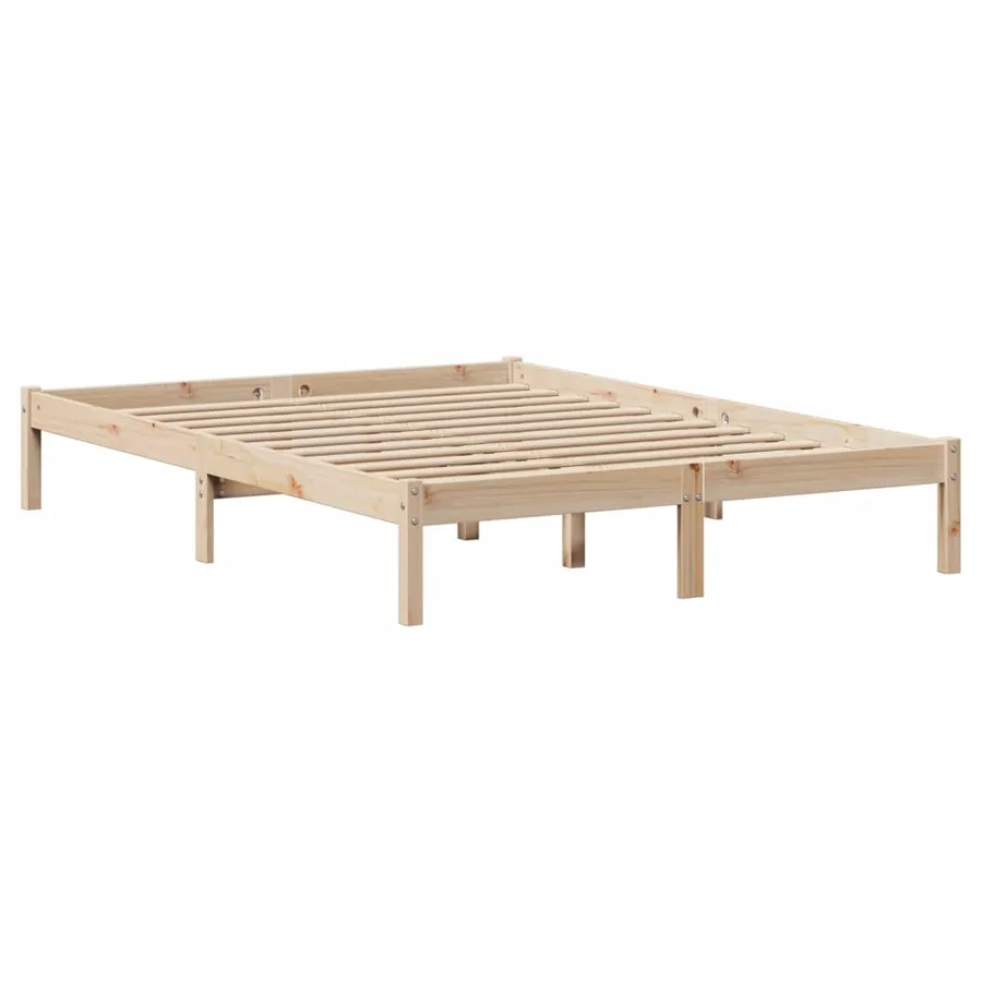 Lit bibliothèque sans matelas 135x190 cm bois de pin massif - 5
