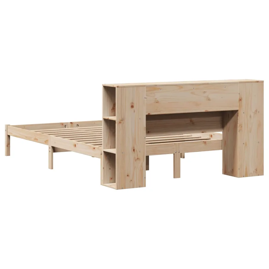 Lit bibliothèque sans matelas 135x190 cm bois de pin massif - 8