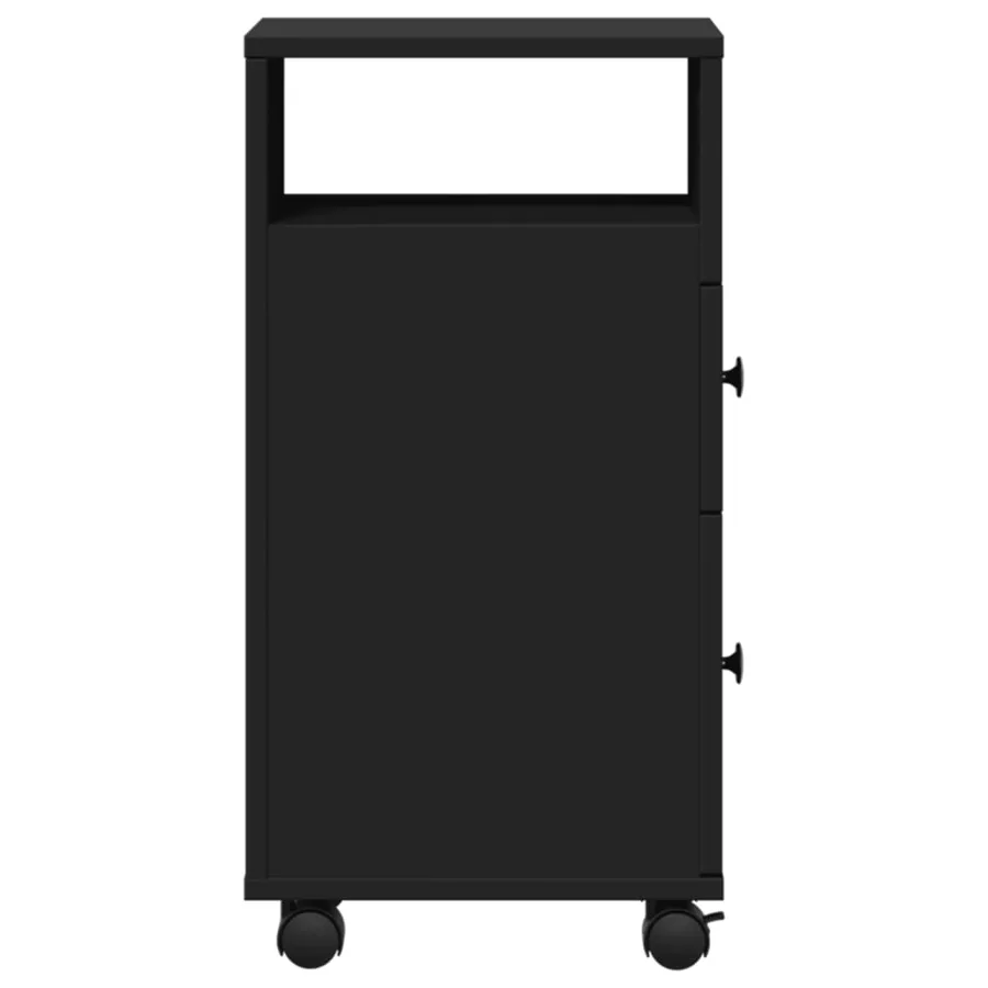 Meuble étroit de salle de bain à roulettes noir - 5