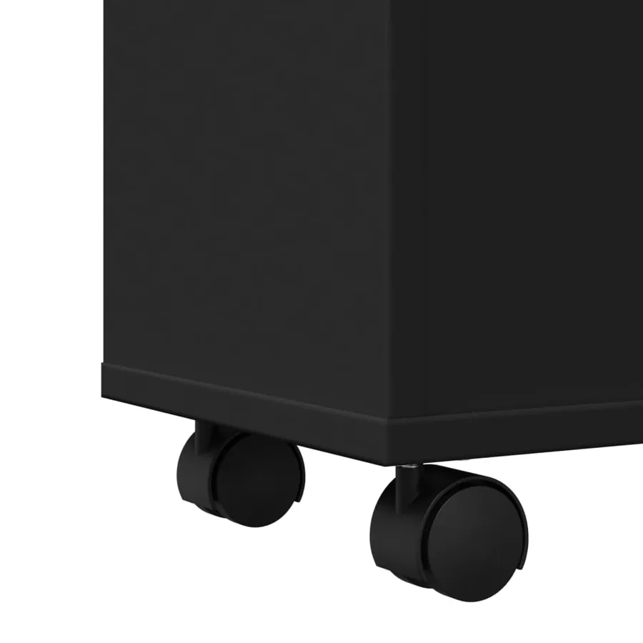 Meuble étroit de salle de bain à roulettes noir - 8