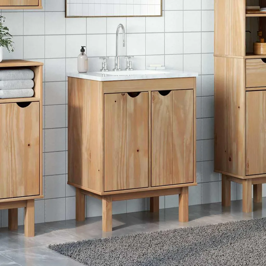 Meuble de lavabo de salle de bain OTTA 59x40x80 cm bois massif - 3