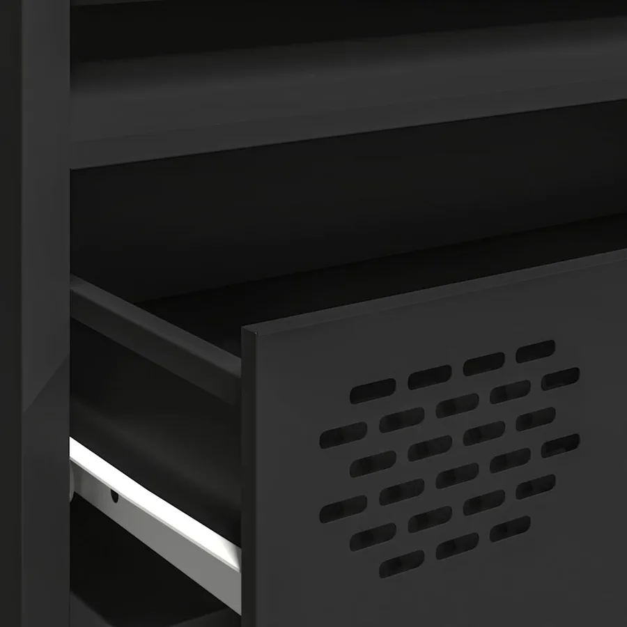 Meuble TV noir 202x39x43,5 cm acier laminé à froid - 9